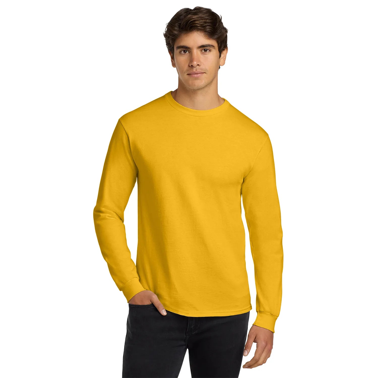 Gildan Ultra Cotton 100% US Cotton Long Sleeve T-Shirt Decorated - Gold