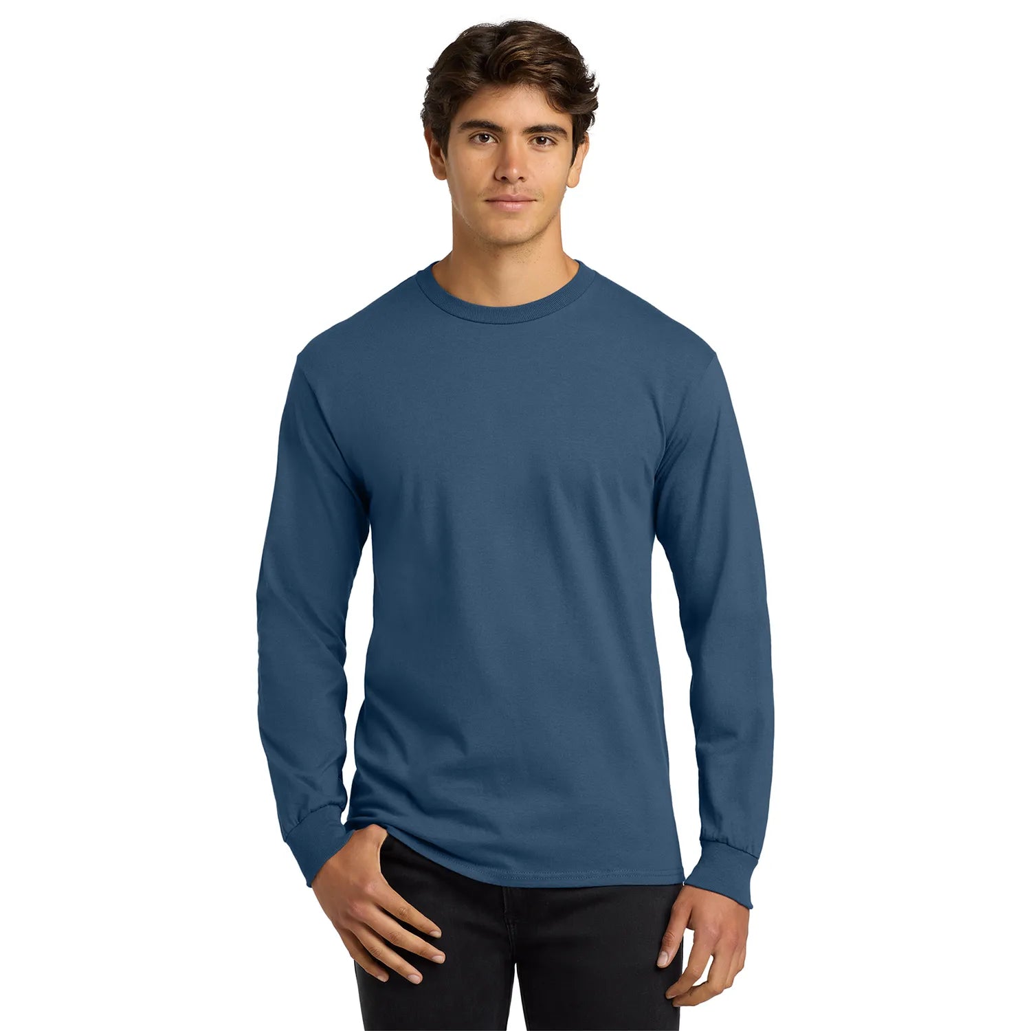 Gildan Ultra Cotton 100% US Cotton Long Sleeve T-Shirt Decorated - Indigo Blue