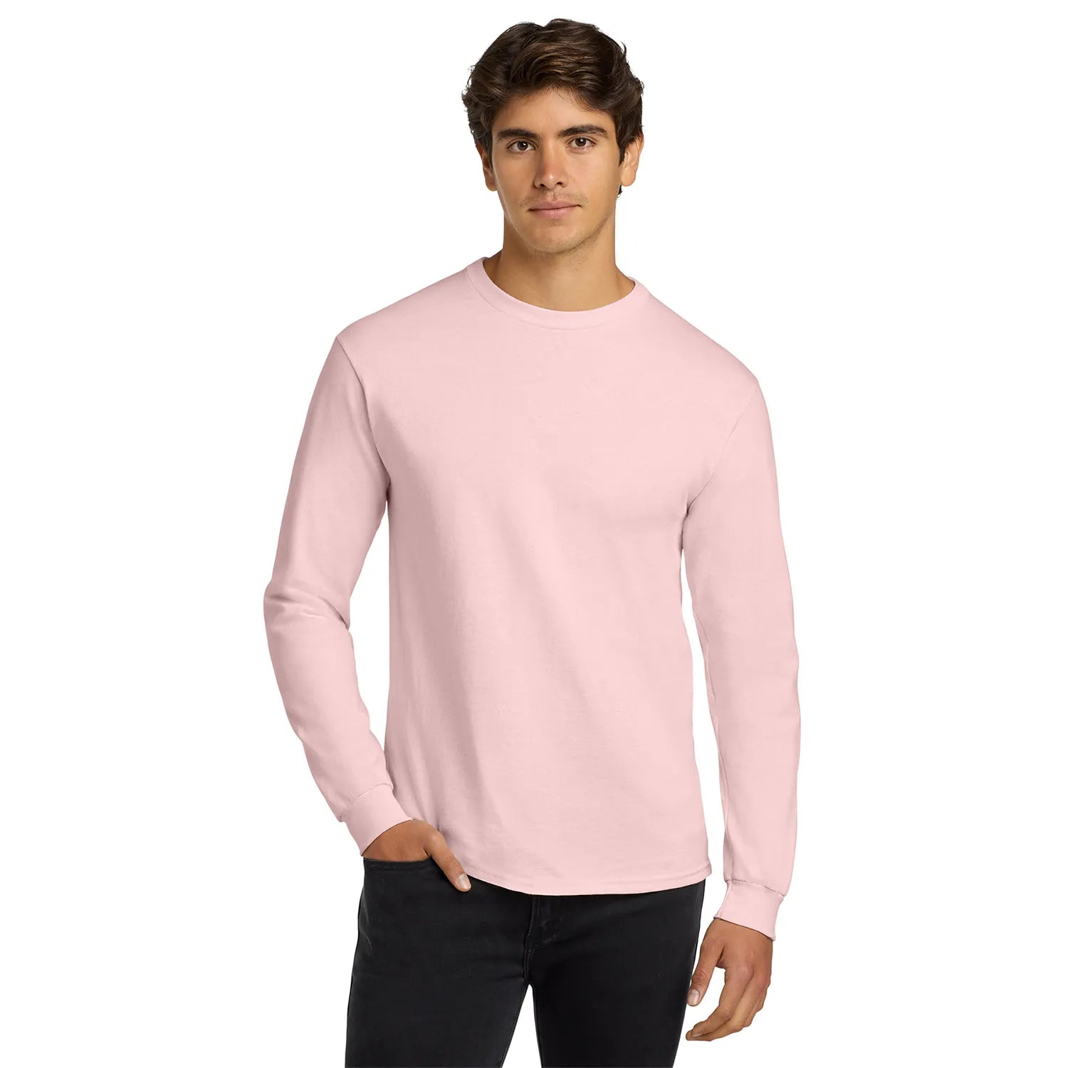 Gildan Ultra Cotton 100% US Cotton Long Sleeve T-Shirt Decorated - Light Pink