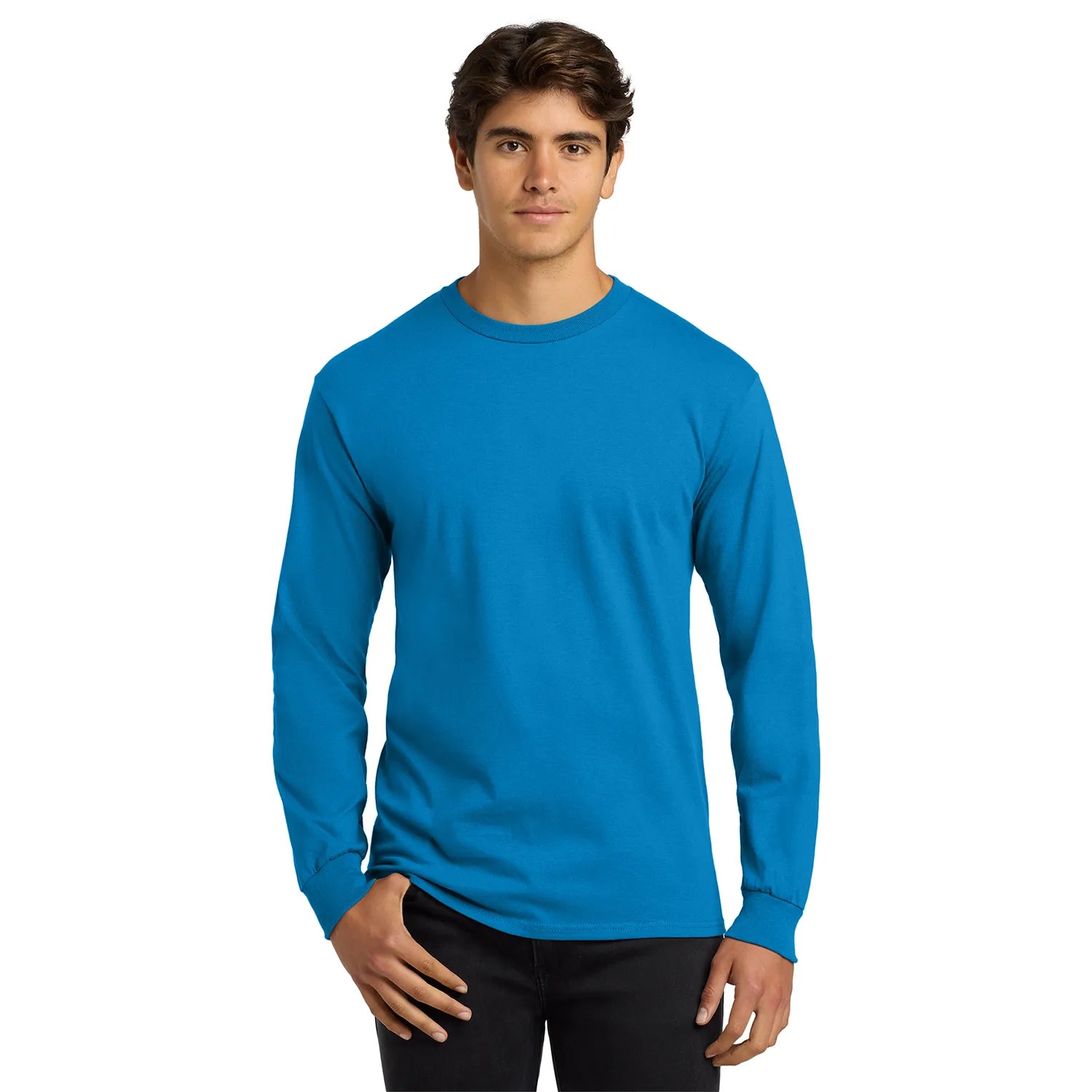Gildan Ultra Cotton 100% US Cotton Long Sleeve T-Shirt Decorated - Sapphire Blue