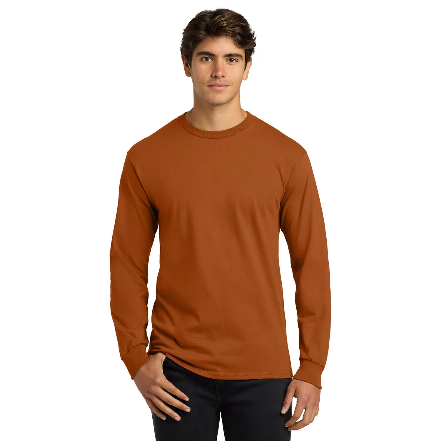 Gildan Ultra Cotton 100% US Cotton Long Sleeve T-Shirt Decorated - Texas Orange