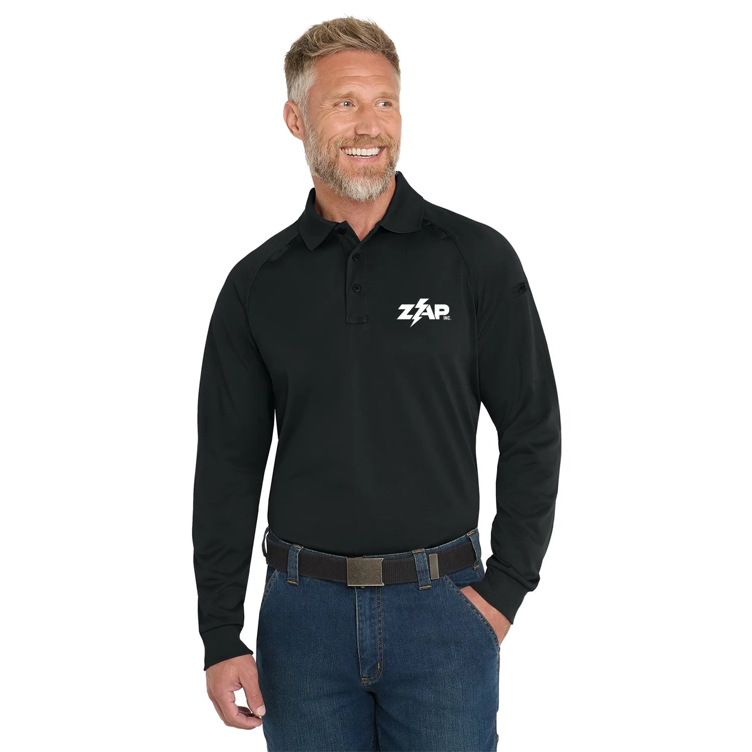 CornerStone - Select Long Sleeve Snag-Proof Tactical Embroidered Polo - Black (PMS BLACK C)