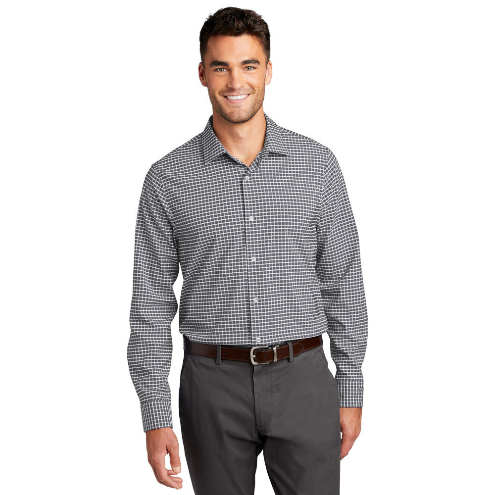 Port Authority City Stretch Shirt Embroidered - Graphite Grey/ White (PMS 7540C)/PMS WHITE