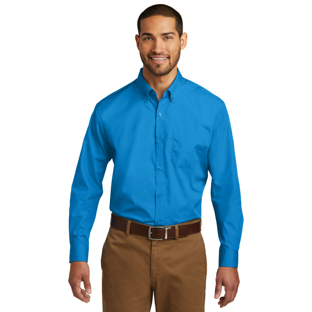 Port Authority Long Sleeve Carefree Poplin Shirt Embroidered - White