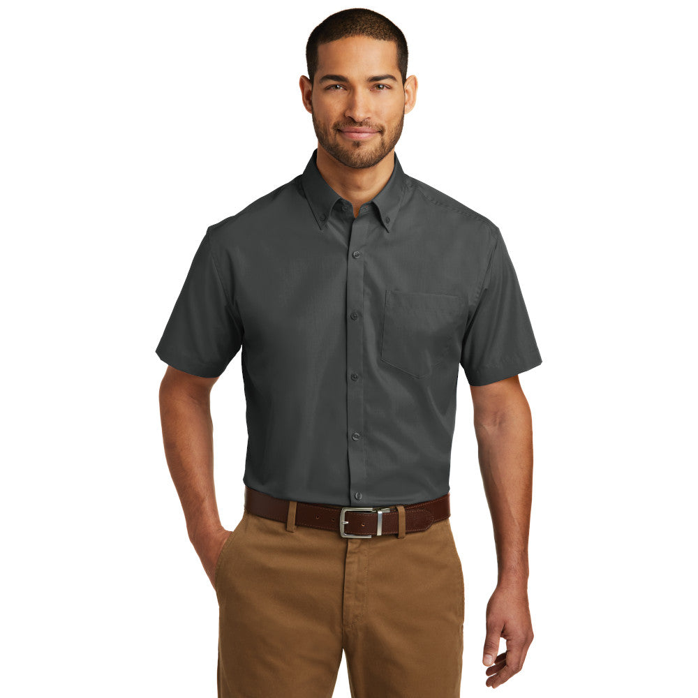 Port Authority Short Sleeve Carefree Poplin Shirt Embroidered - White