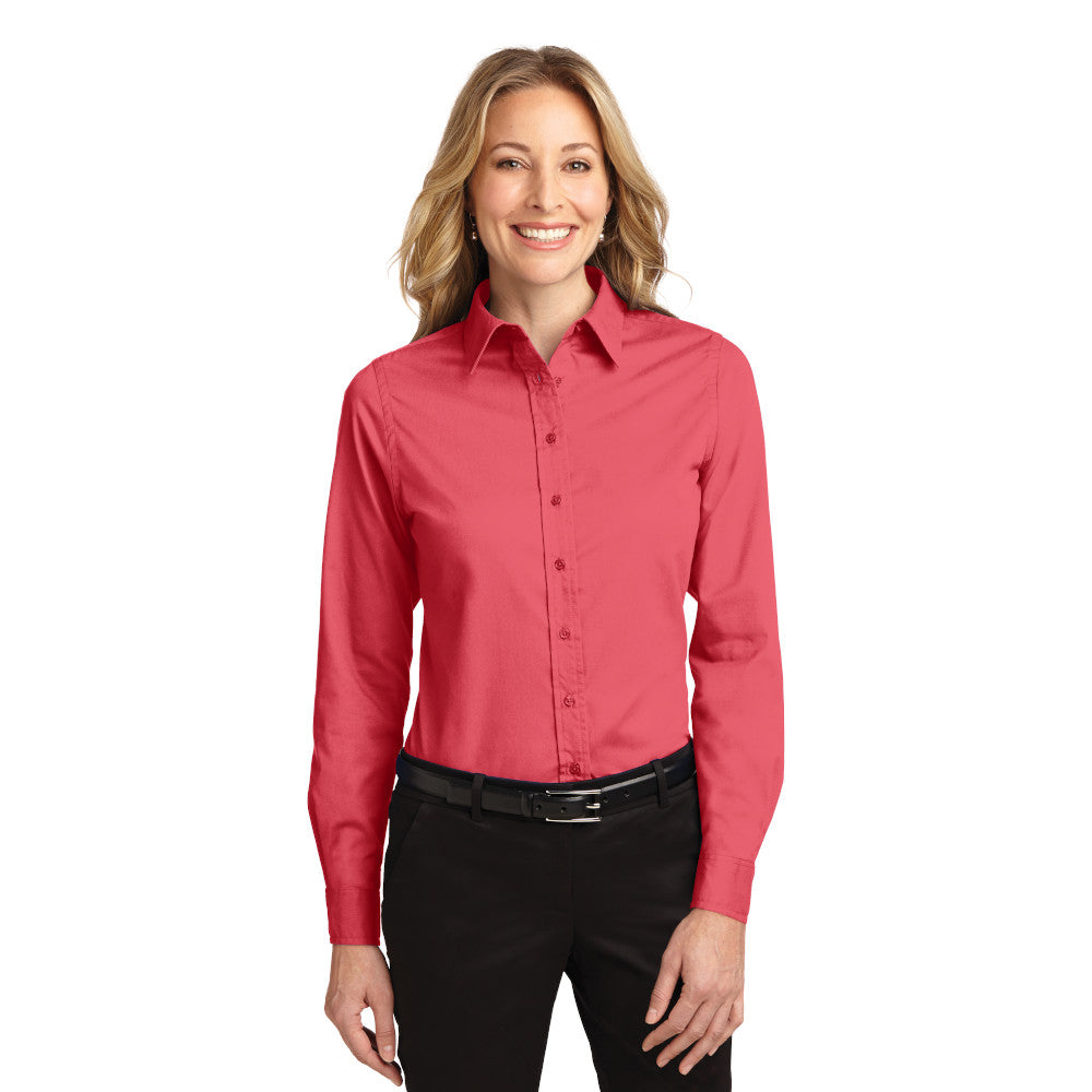 Port Authority Women's Long Sleeve Easy Care Shirt Embroidered - Royal Blue/Classic Navy Blue