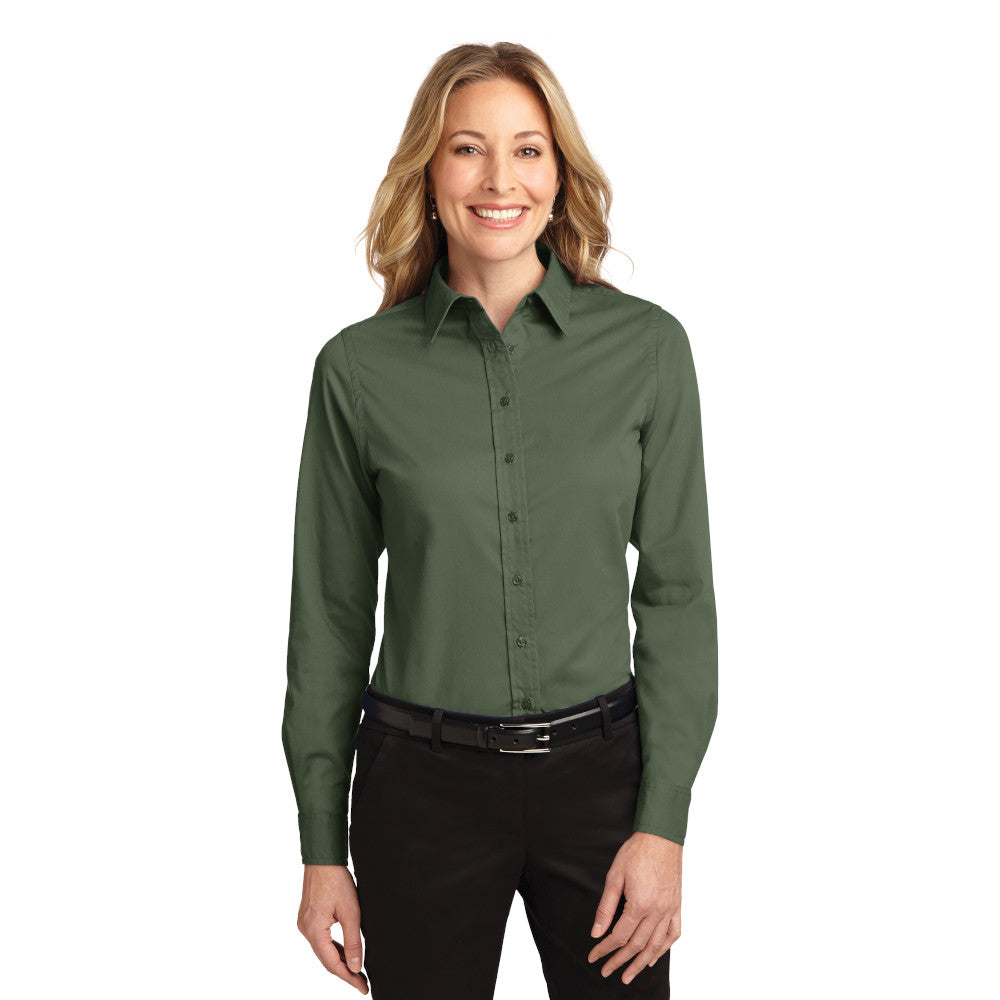 Port Authority Women's Long Sleeve Easy Care Shirt Embroidered - Light Pink (PMS 196C)