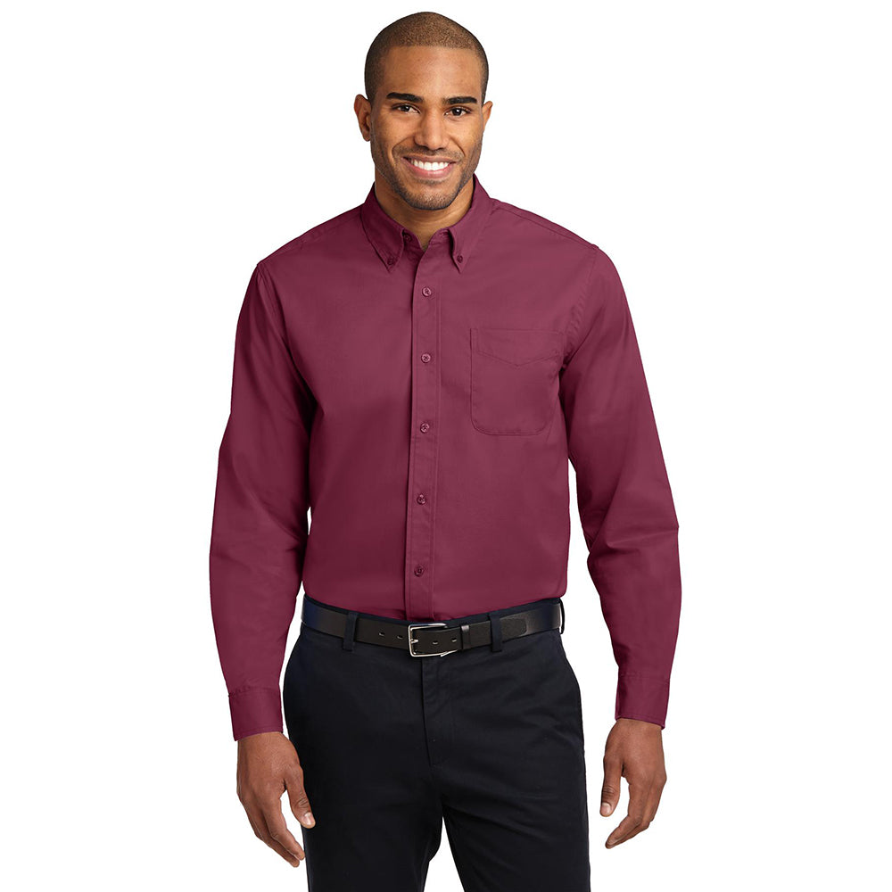 Port Authority Long Sleeve Easy Care Shirt Embroidered - Burgundy Red