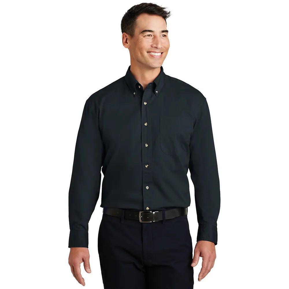 Port Authority Long Sleeve Twill Shirt Embroidered - Classic Navy Blue