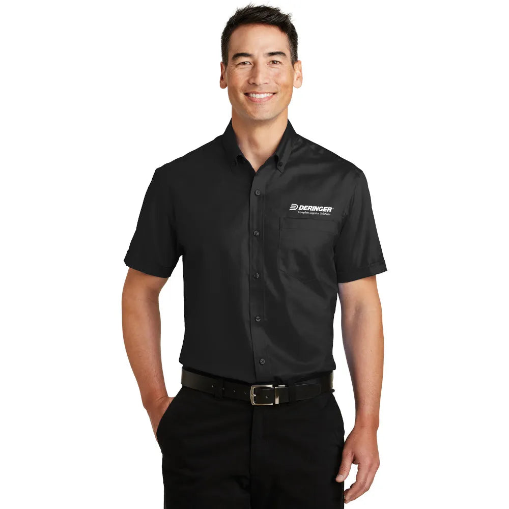 Port Authority Short Sleeve SuperPro Twill Shirt Embroidered – Black