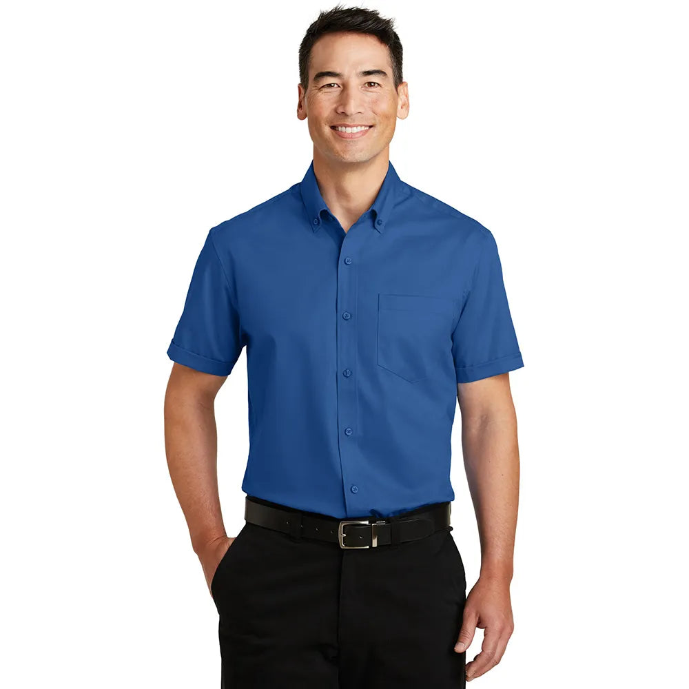 Port Authority Short Sleeve SuperPro Twill Shirt Embroidered – True Blue