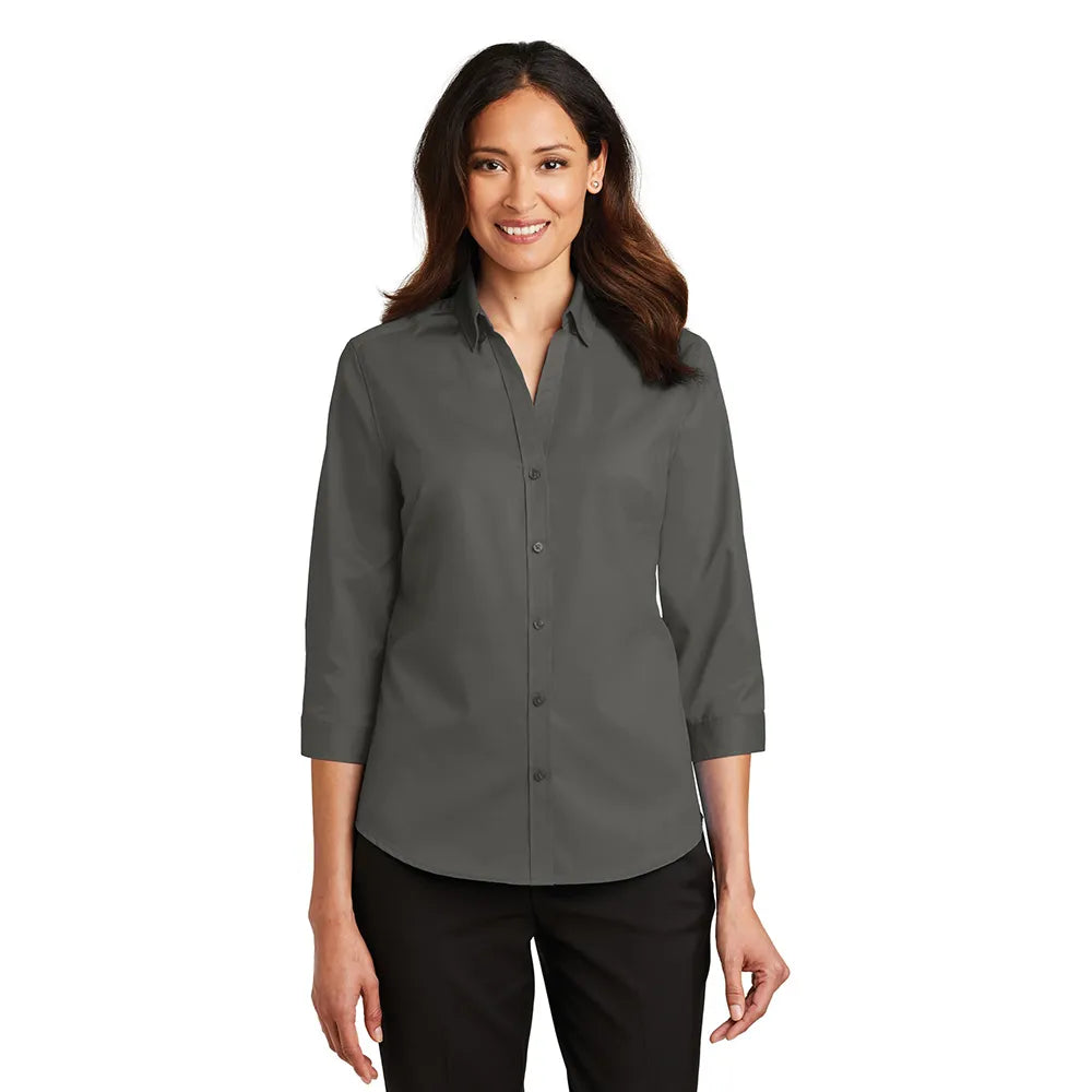 Port Authority Women's 3/4-Sleeve SuperPro Twill Shirt Embroidered - White