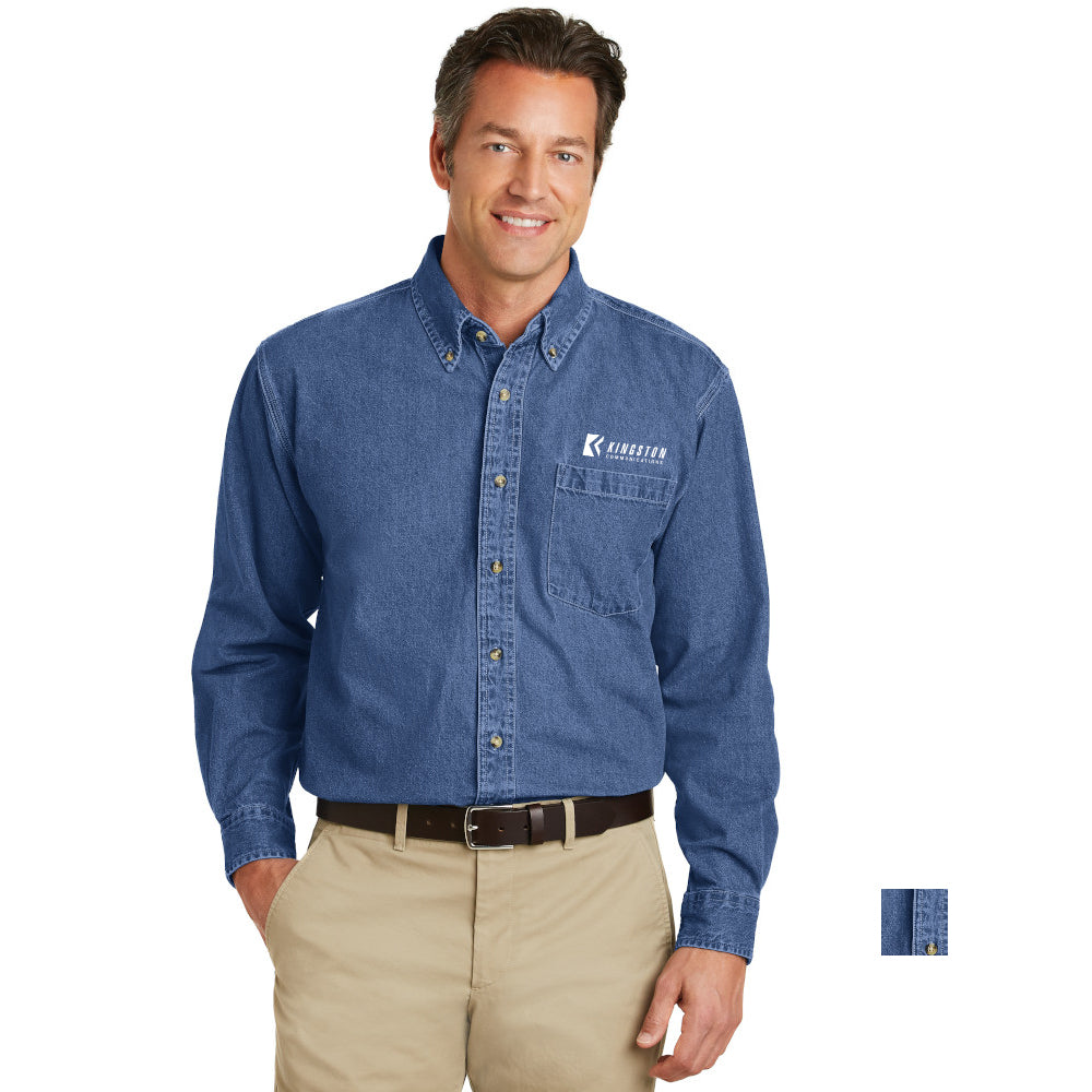 Port Authority Heavyweight Denim Shirt Embroidered – Dark Blue Stonewashed