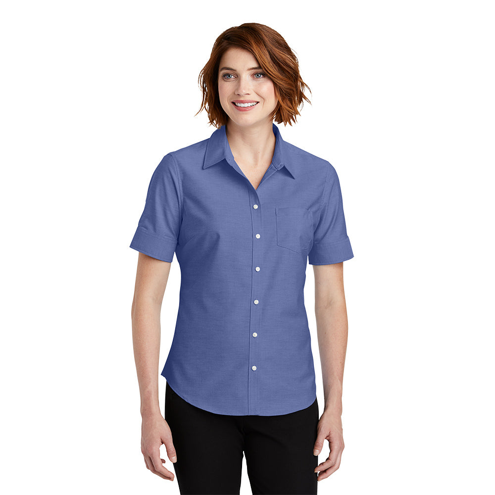 Port Authority Port Authority Women's Short Sleeve SuperPro Oxford Shirt Embroidered – Oxford Blue