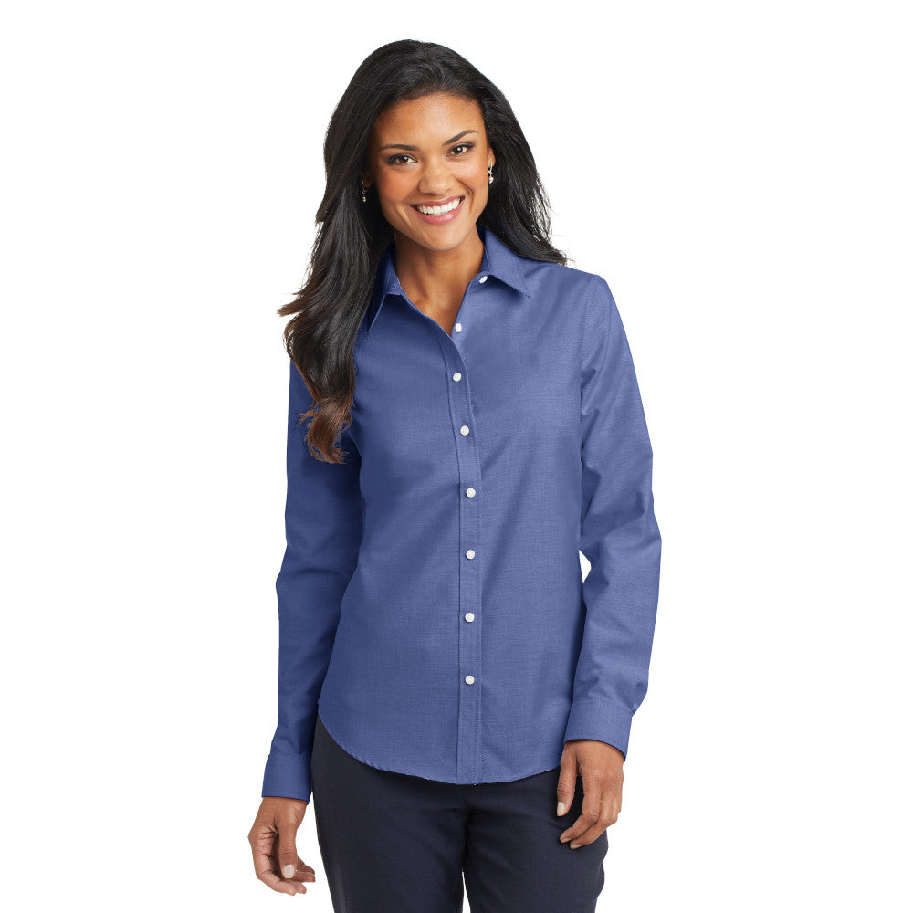 Port Authority Port Authority Women's SuperPro Oxford Shirt Embroidered – Oxford Blue