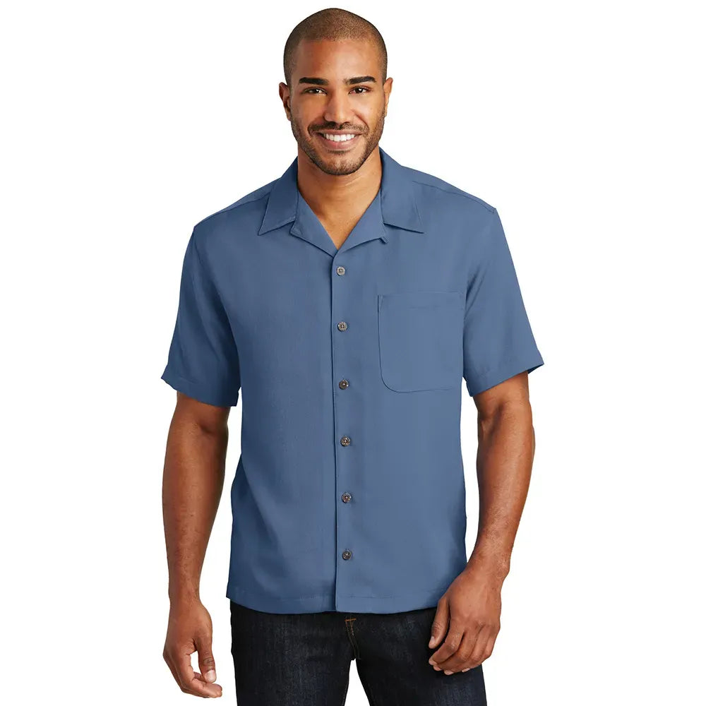 Port Authority Easy Care Camp Shirt Embroidered – Blue