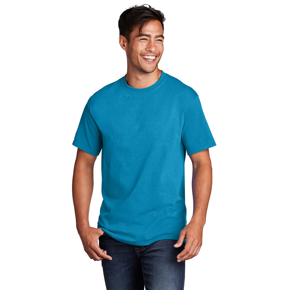 Port & Company Core Cotton Tee Decorated - Neon Blue
