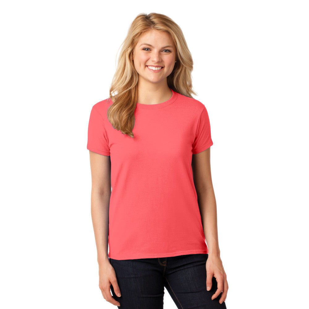 Gildan Women's Heavy Cotton 100% Cotton T-Shirt Decorated - Coral Silk Orange