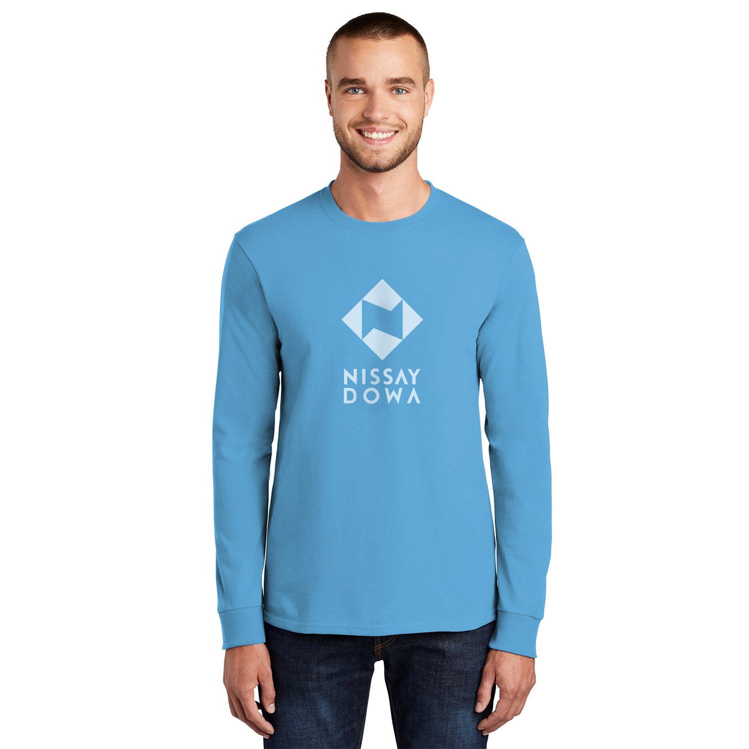 Port & Company Long Sleeve Essential Tee Decorated - Aquatic Blue