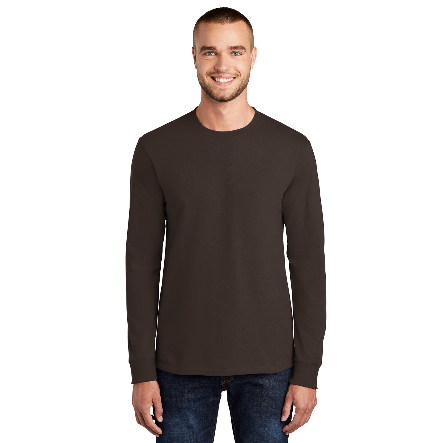 Port & Company Long Sleeve Essential Tee Decorated - Charcoal Grey