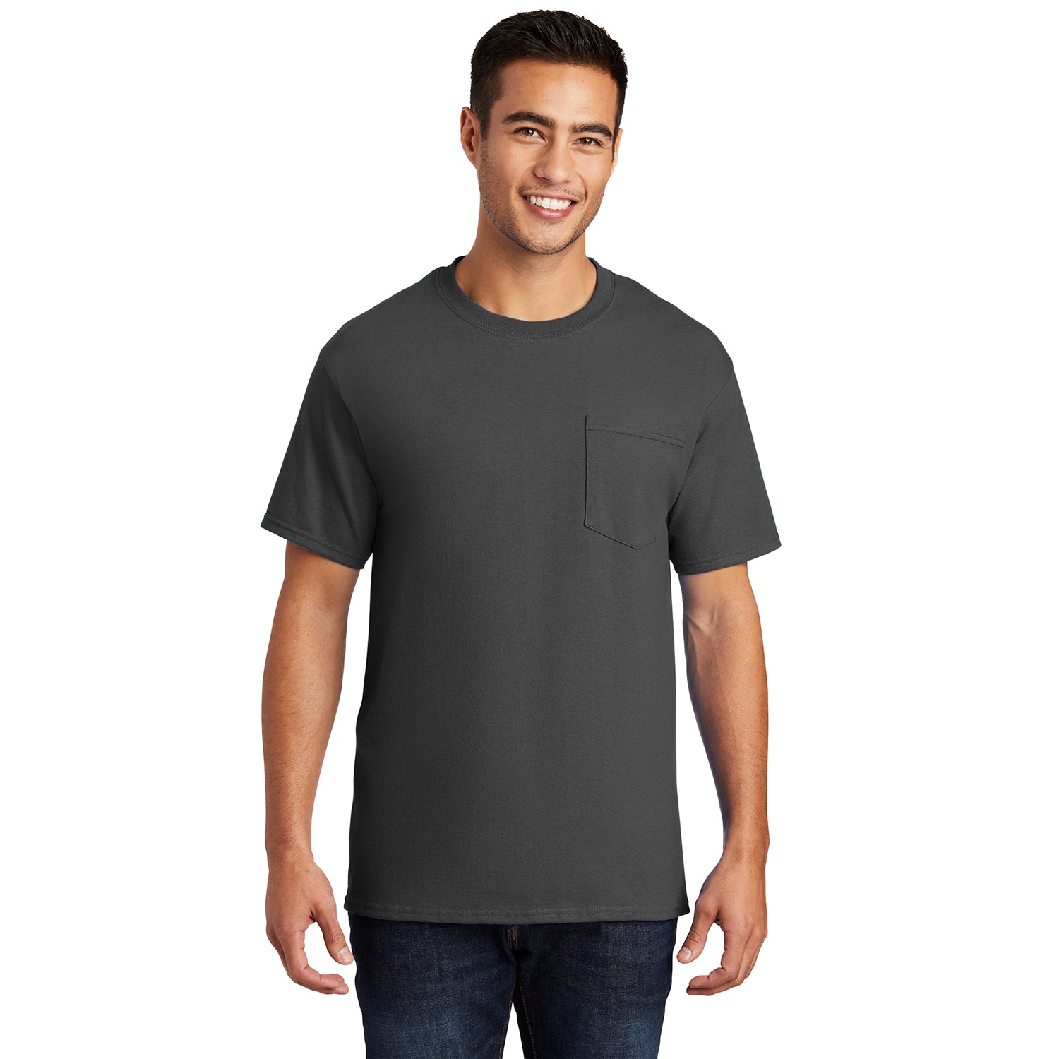 Port & Company Essential Pocket Tee Decorated - Charcoal Grey