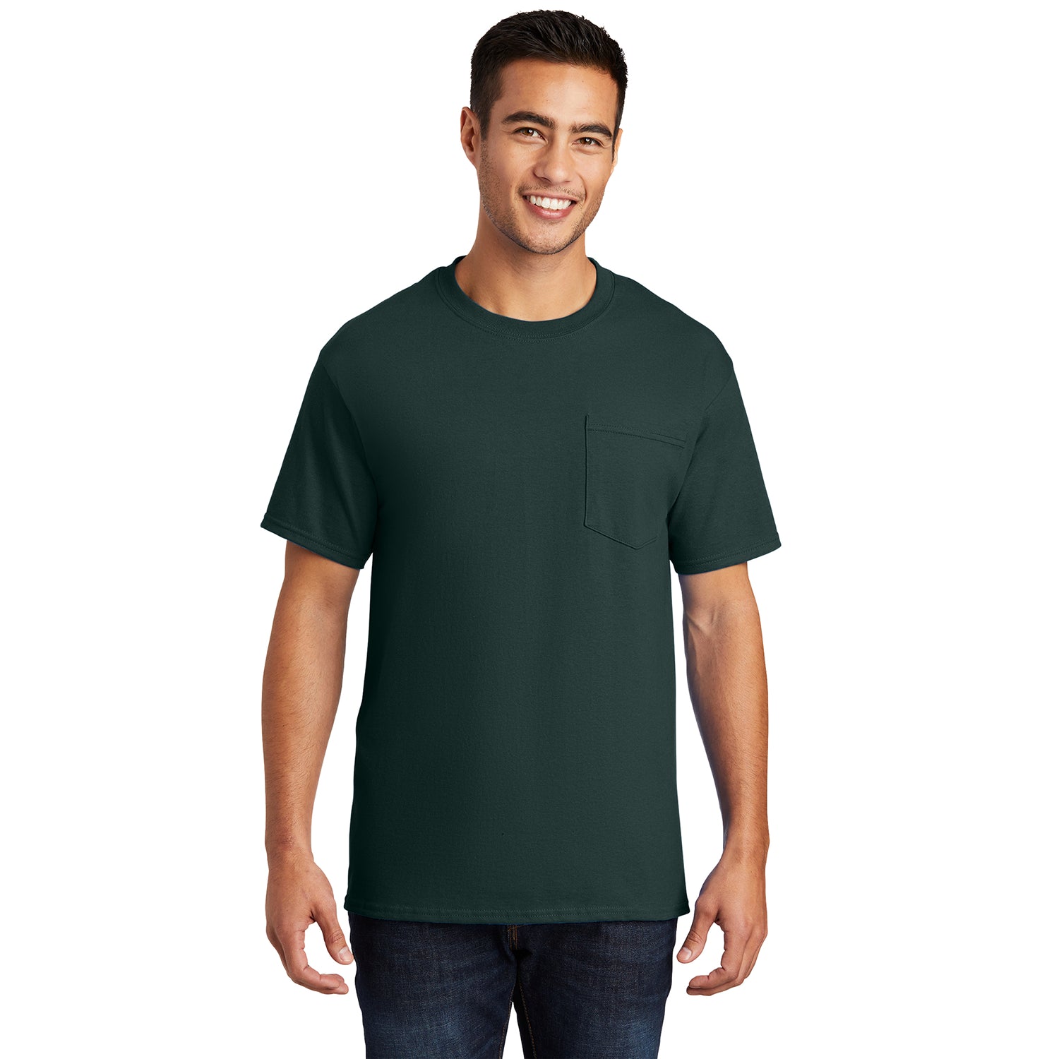 Port & Company Essential Pocket Tee Decorated - Dark Green