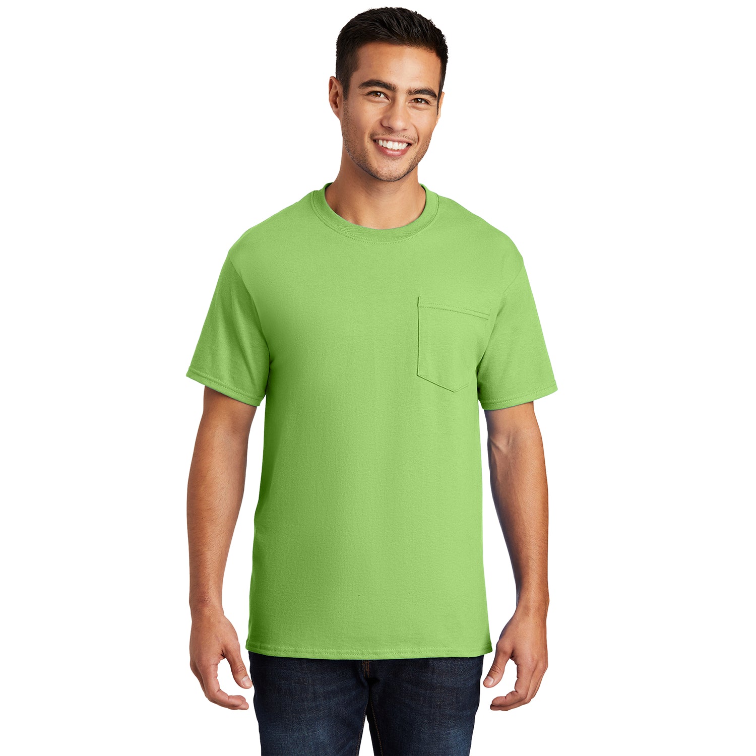 Port & Company Essential Pocket Tee Decorated - Lime Green