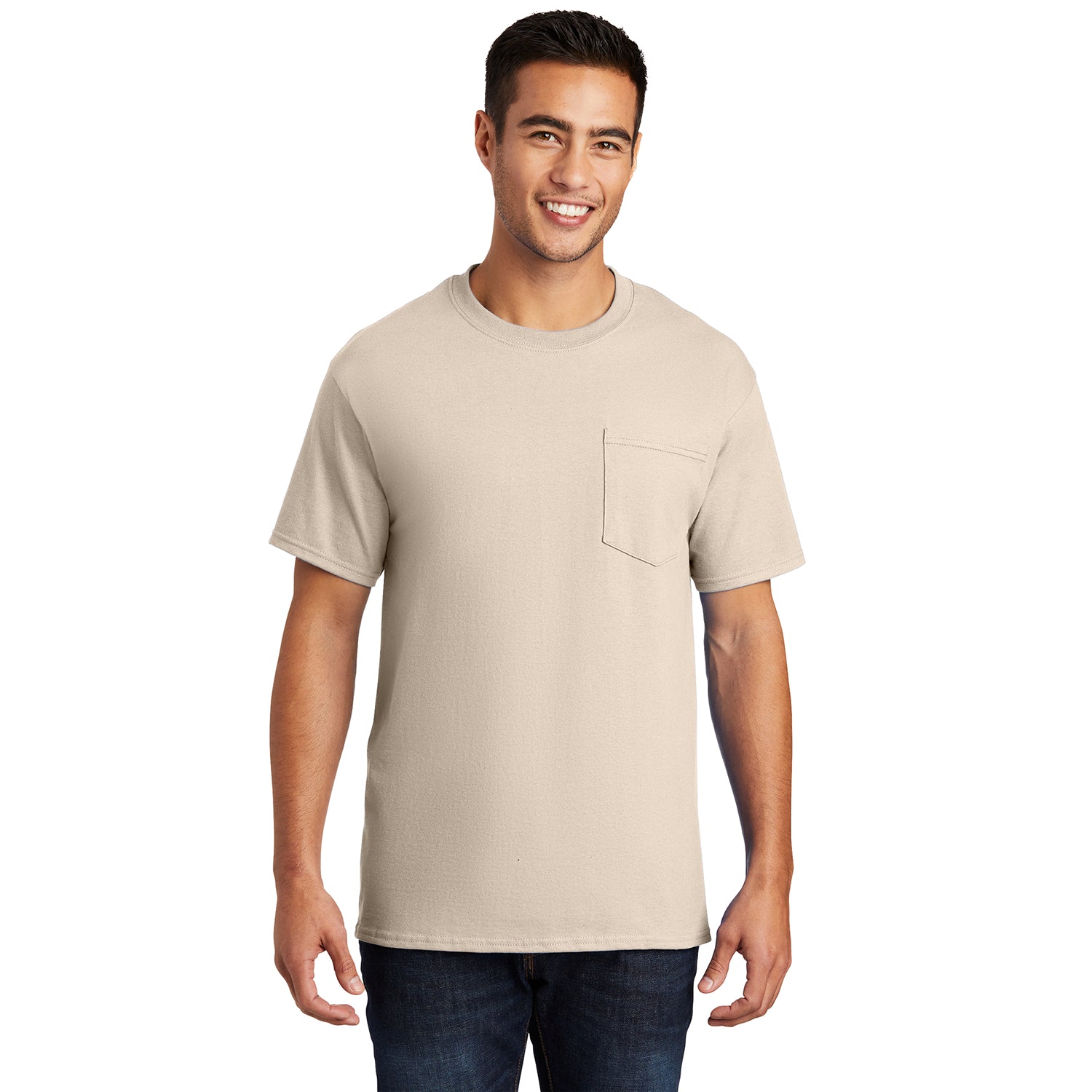 Port & Company Essential Pocket Tee Decorated - Natural White