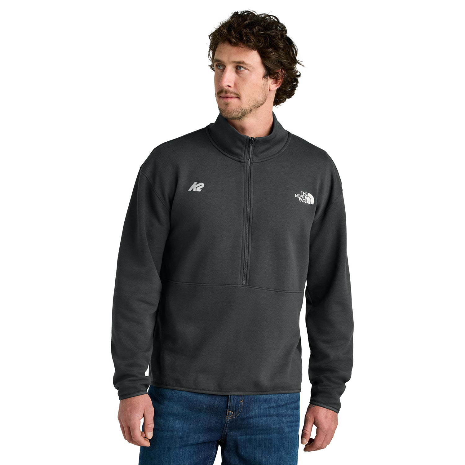 The North Face Double-Knit 1/2-Zip Fleece Embroidered – Asphalt Grey