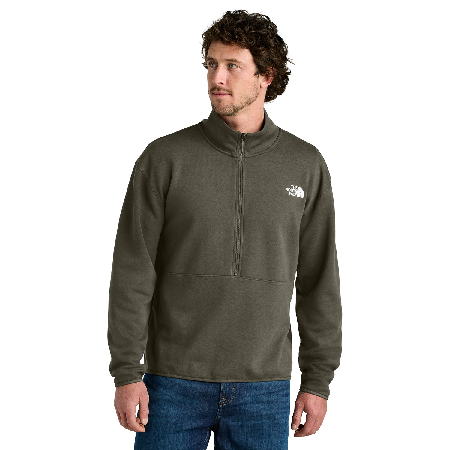 The North Face Double-Knit 1/2-Zip Fleece Embroidered – New Taupe Green