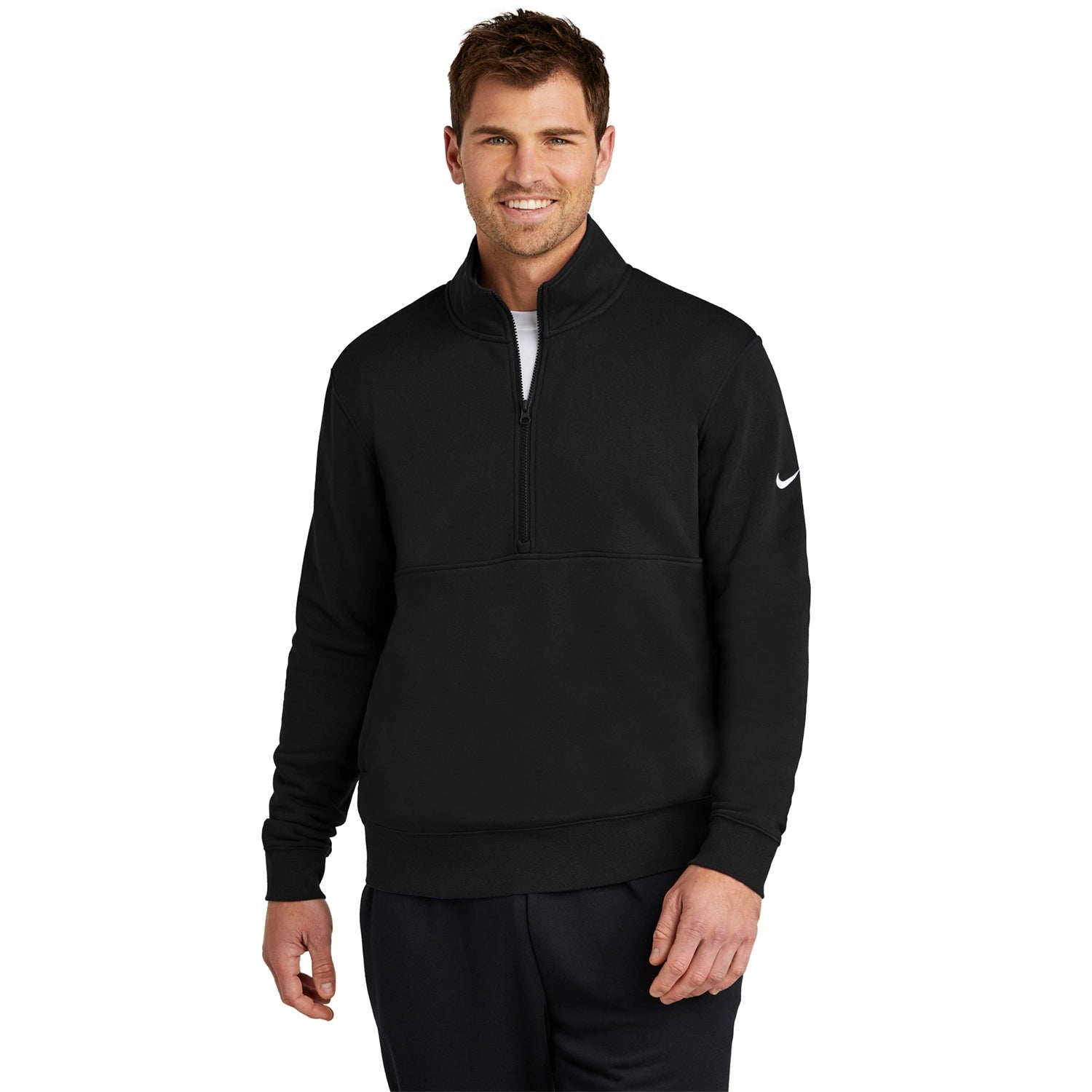 Nike Club Fleece Sleeve Swoosh 1/2Zip Embroidered