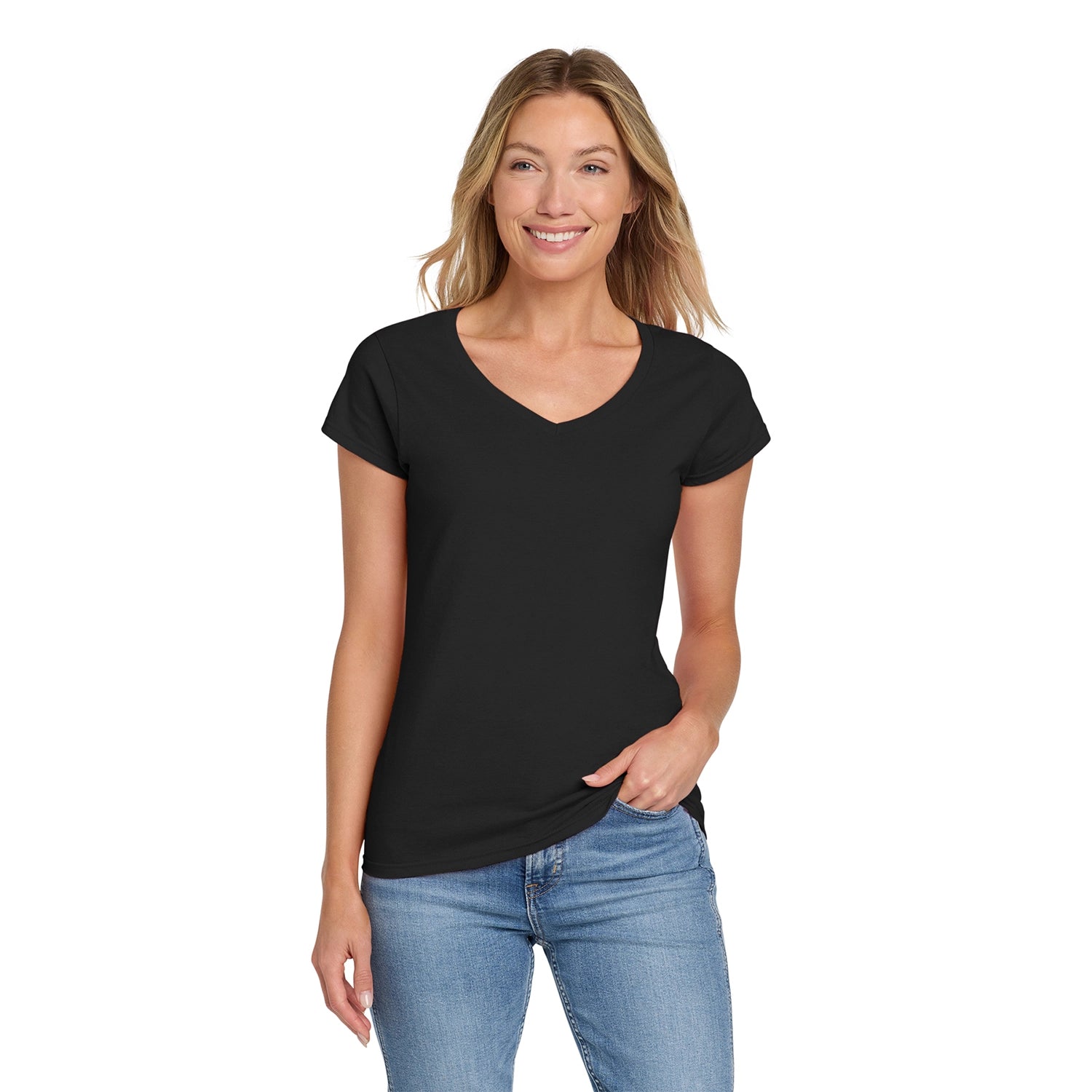 Gildan Decorated Softstyle Women's Fit VNeck TShirt