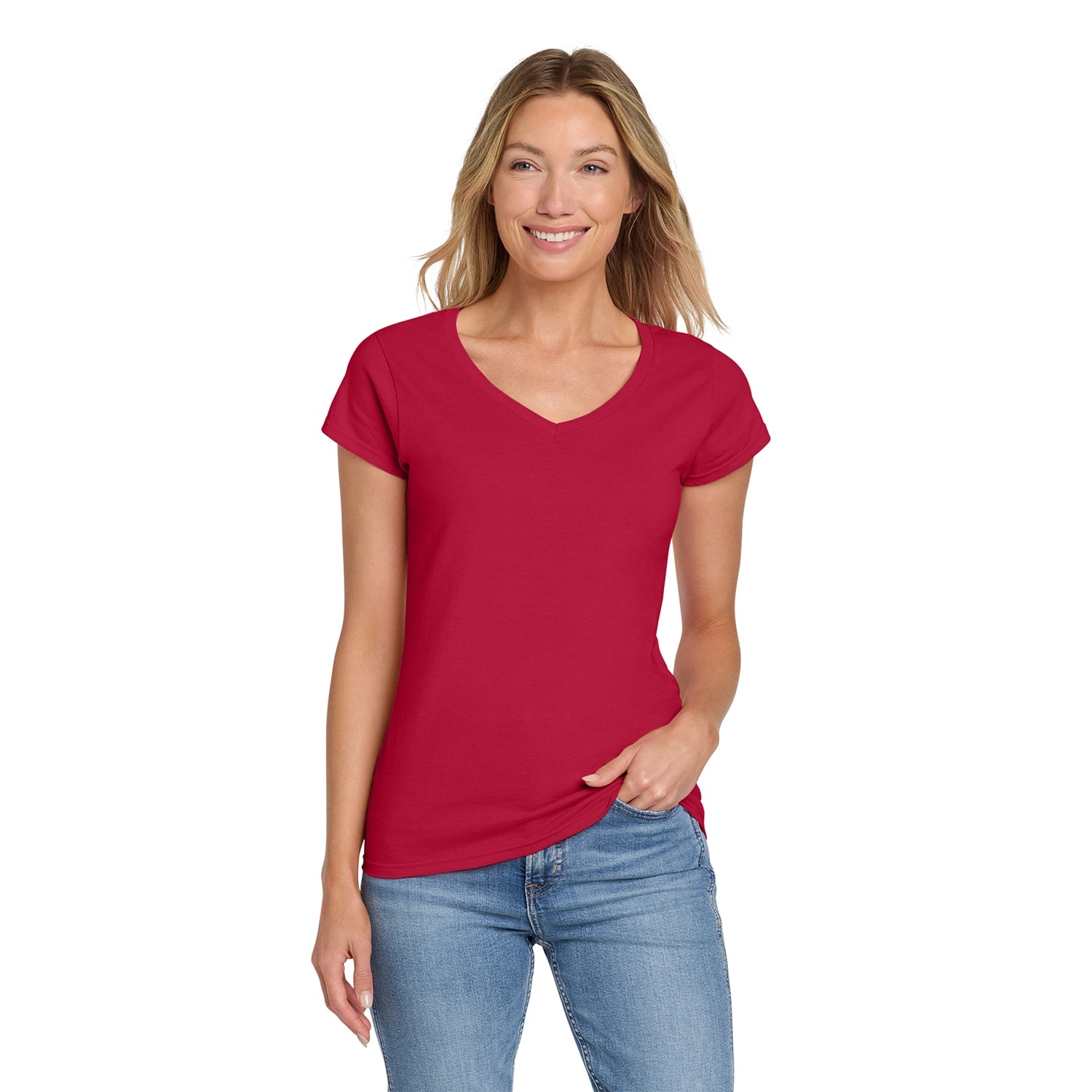 Gildan Decorated Softstyle Women's Fit VNeck TShirt