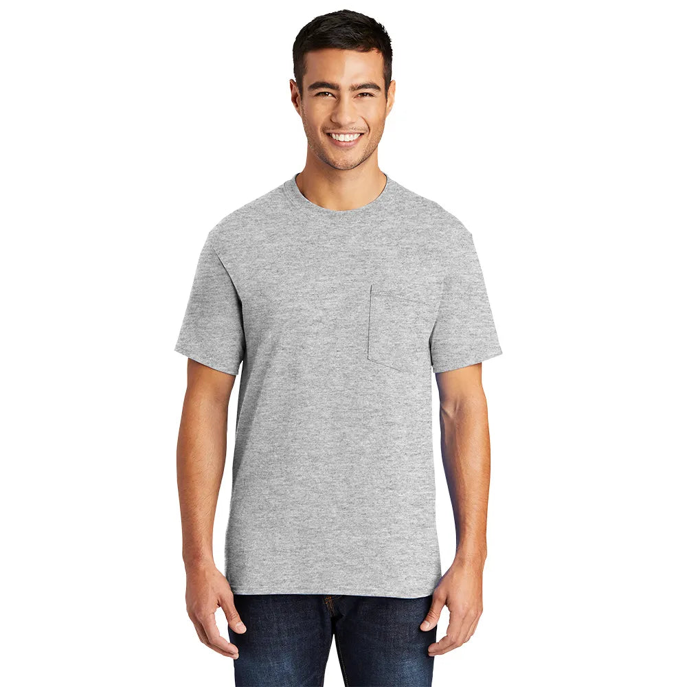 Port & Company Core Blend Pocket Tee Decorated - Ash Grey