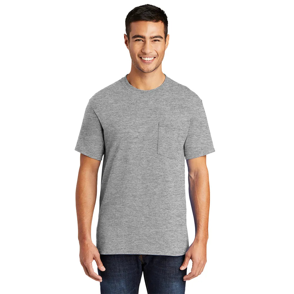 Port & Company Core Blend Pocket Tee Decorated - Athletic Grey Heather