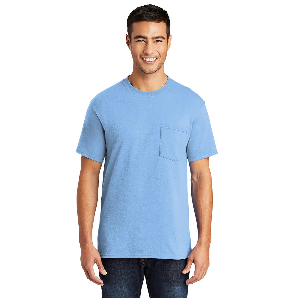 Port & Company Core Blend Pocket Tee Decorated - Light Blue