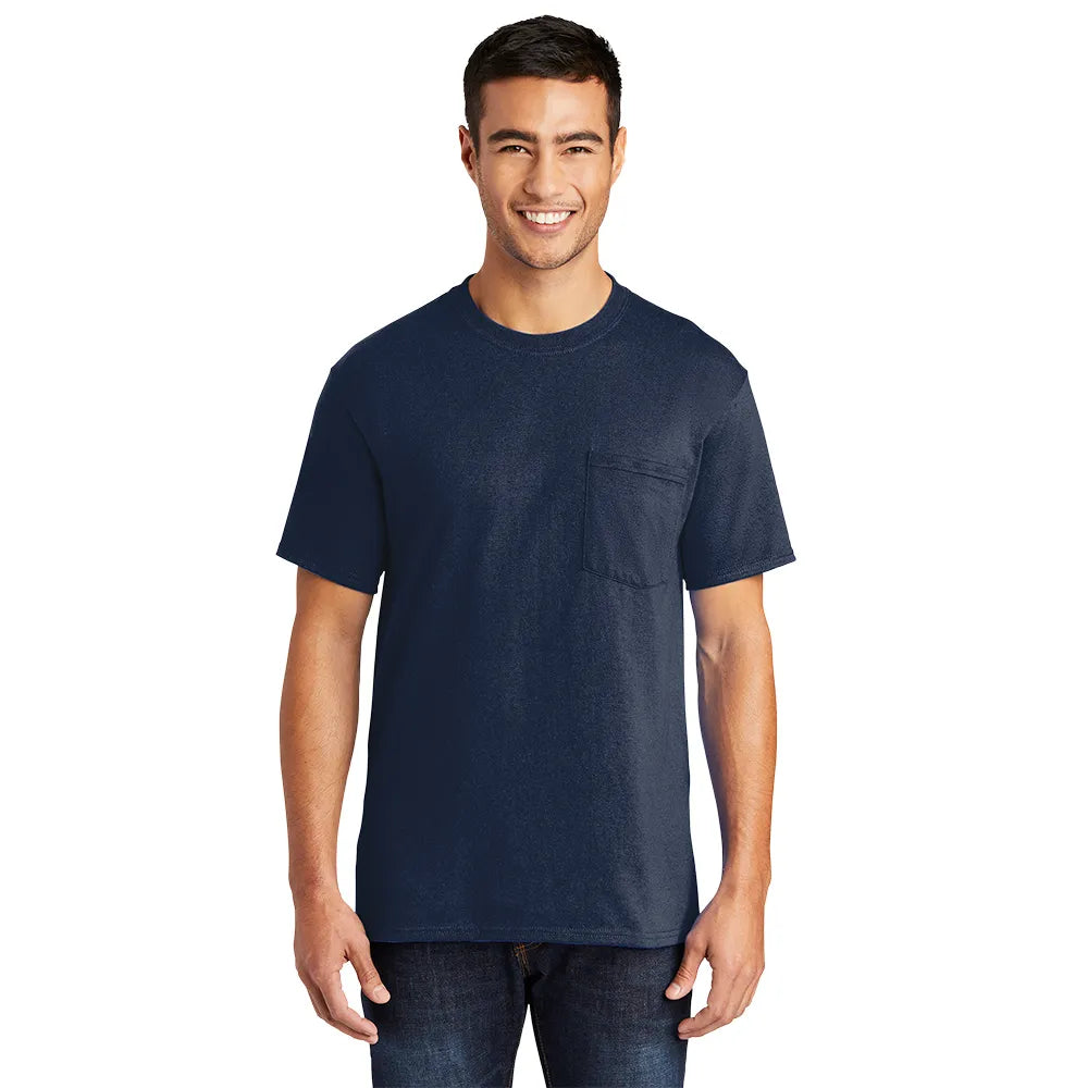 Port & Company Core Blend Pocket Tee Decorated - Navy Blue
