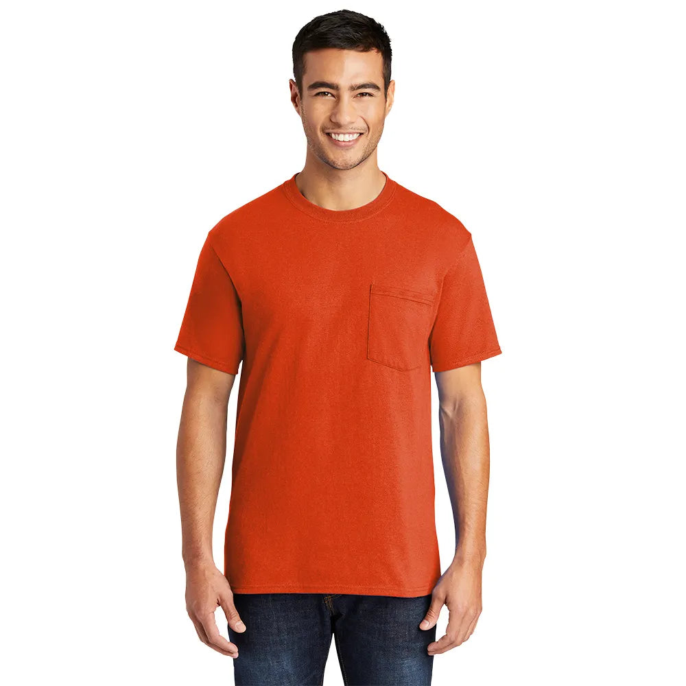 Port & Company Core Blend Pocket Tee Decorated - Orange