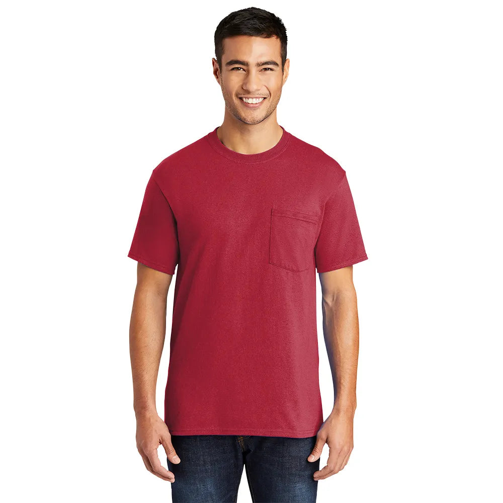 Port & Company Core Blend Pocket Tee Decorated - Red