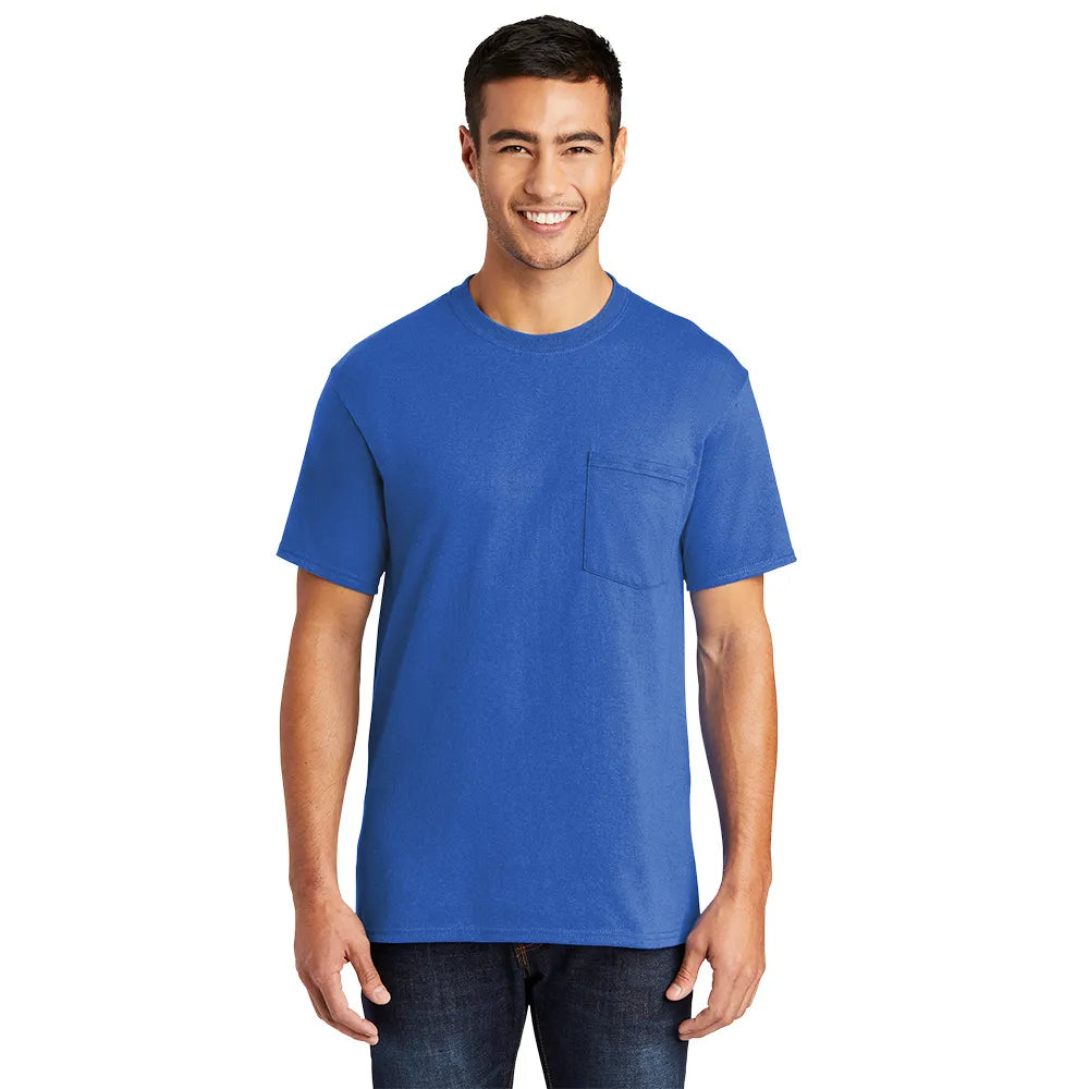 Port & Company Core Blend Pocket Tee Decorated - Royal Blue
