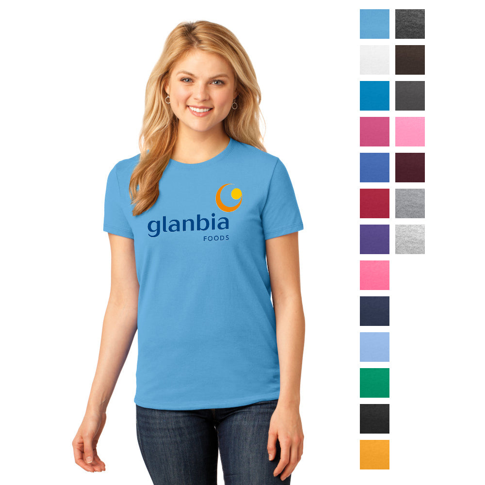 Port & Company Women's Core Cotton Tee Decorated - Aquatic Blue