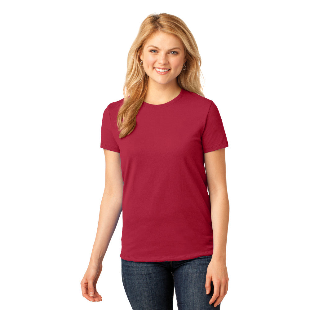 Port & Company Women's Core Cotton Tee Decorated - Sangria Pink