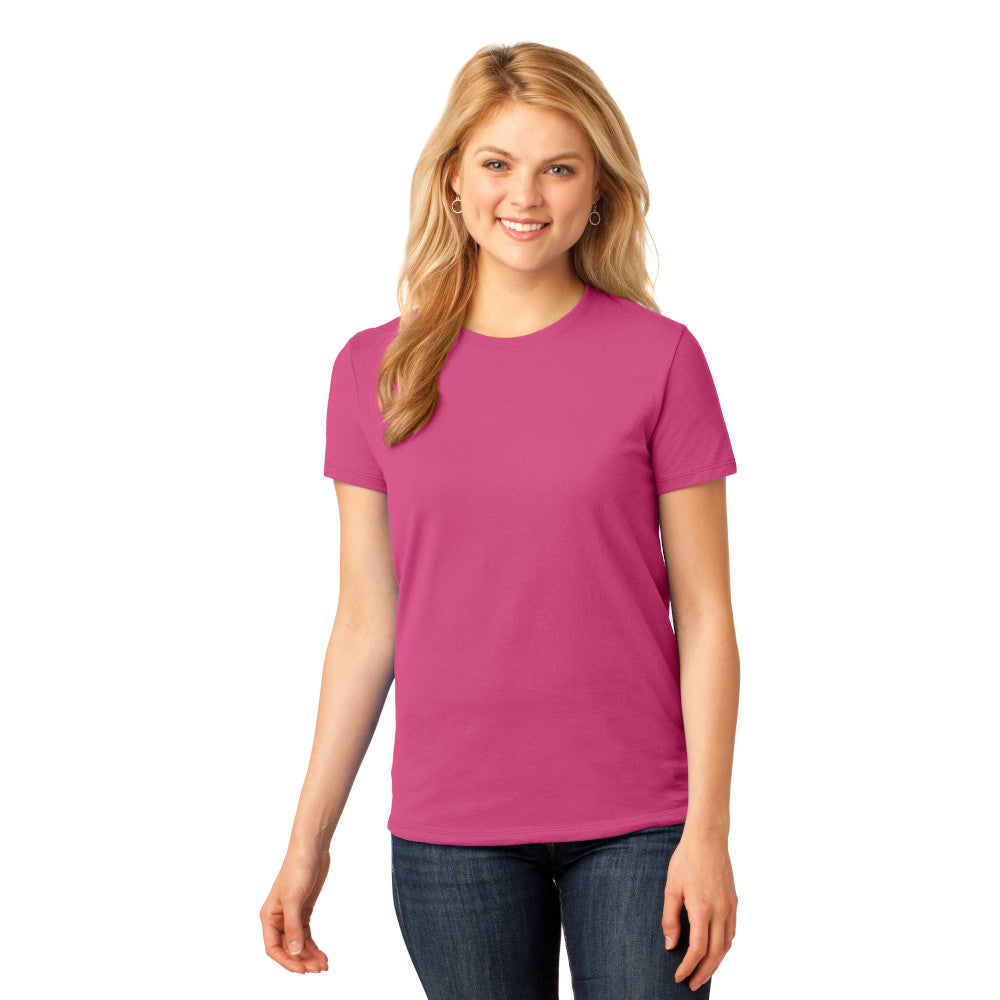 Port & Company Women's Core Cotton Tee Decorated - White