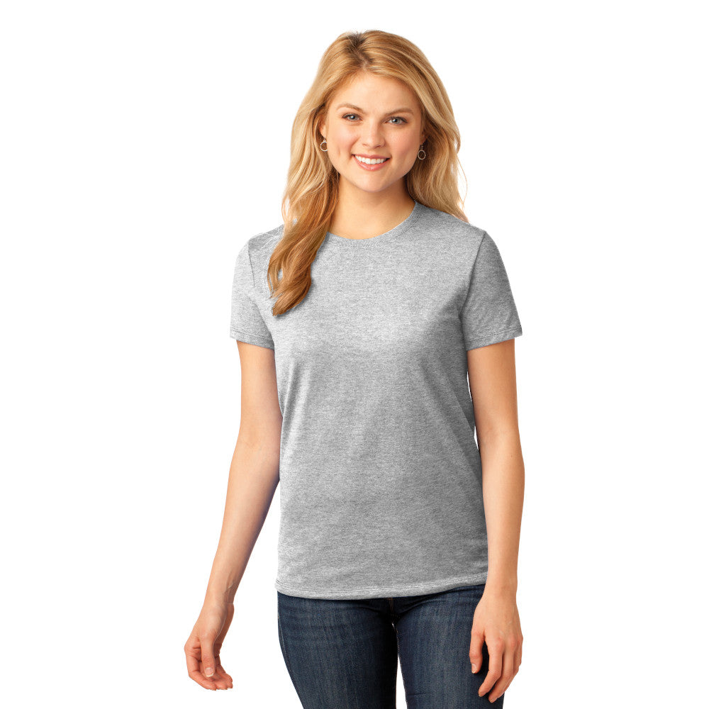 Port & Company Women's Core Cotton Tee Decorated - Ash Grey