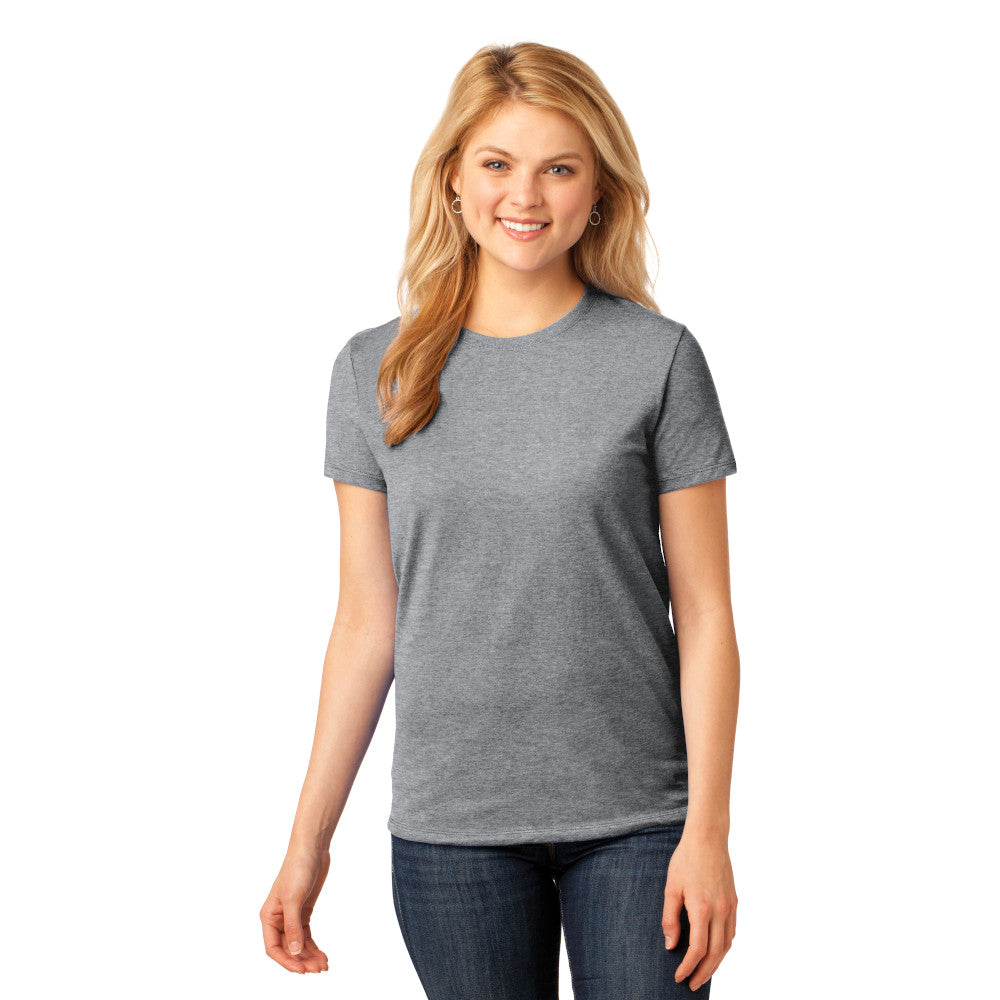 Port & Company Women's Core Cotton Tee Decorated - Athletic Grey Heather