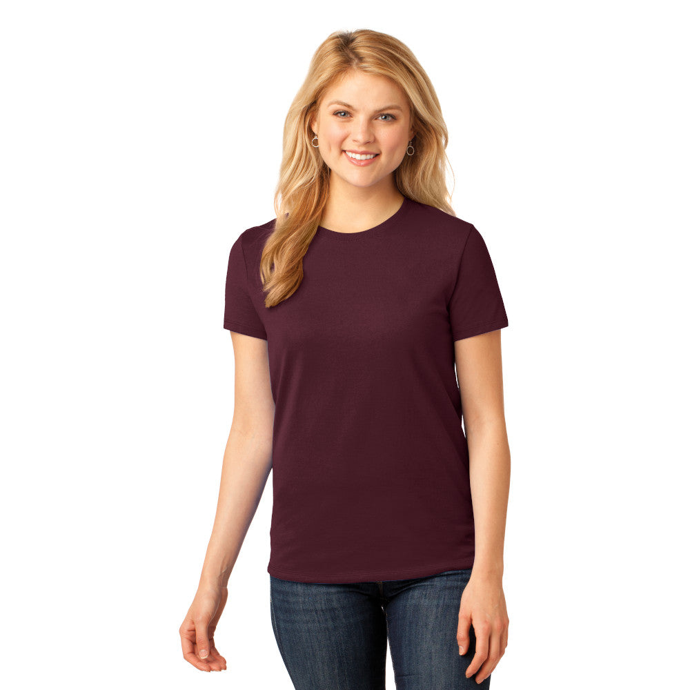 Port & Company Women's Core Cotton Tee Decorated - Athletic Maroon Red