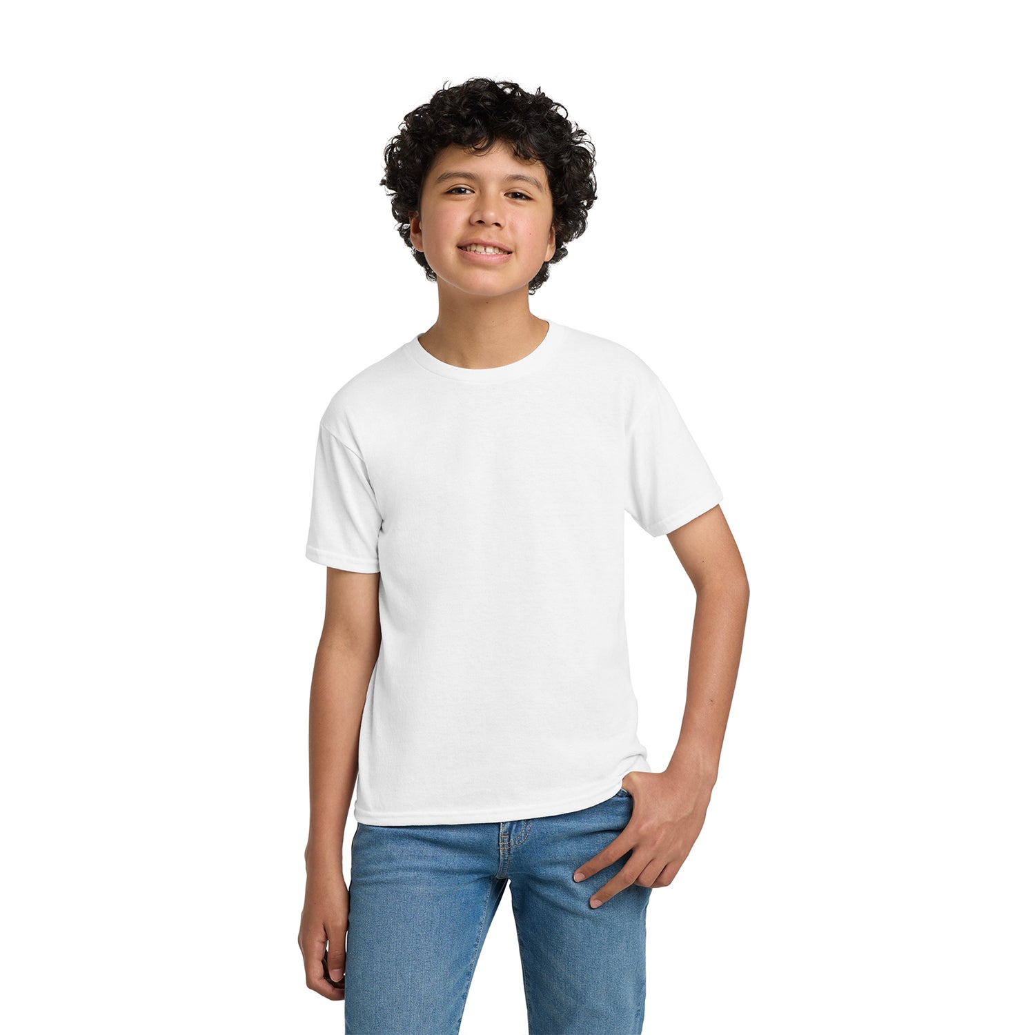 Hanes - Youth EcoSmart 50/50 Cotton/Poly T-Shirt Decorated - White