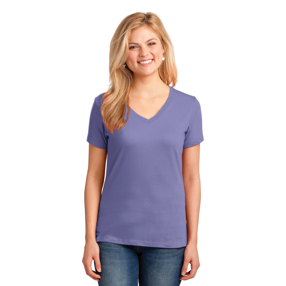 Port & Company Women's Core Cotton V-Neck Tee Decorated - Violet Purple