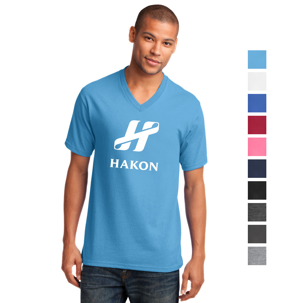 Port & Company Core Cotton V-Neck Tee Decorated - Royal Blue