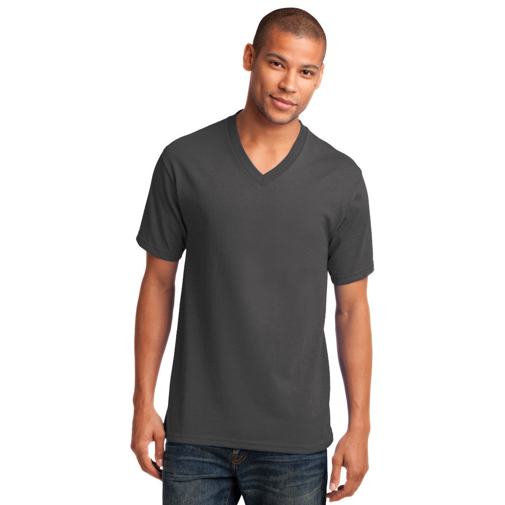Port & Company Core Cotton V-Neck Tee Decorated - Red